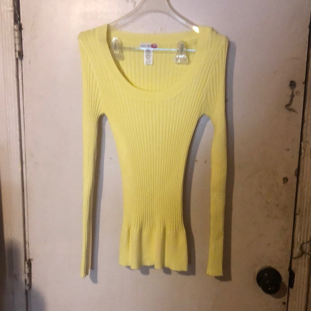 Yellow Ribbed Long Sleeve Top